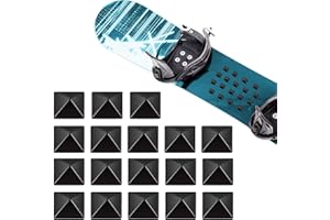 VOCCOS 18Pcs Snowboard Stomp Pad Pyramid Studs Snowboard Grip Stomp Pad Anti Slip Metal Grip Snowboard Step Pad Self Adhesive Snow Board Mat Provides Extra Grip for Men Women Winter Snowboarding Ski Skiing