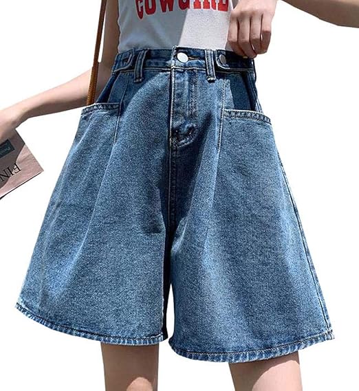 Amazon Mlboss ハーフパンツ レディース デニム ゆったり ハイウエスト 短パン ファッション 韓国風 ショーツ 半ズボン ゆったり 着痩せ ショーパン ショートパンツ ショートパンツ 通販