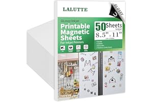 50 Pcs Printable Magnetic Sheets 8.5x11 Inches for Inkjet Printers, Magnetic Printer Paper, 12mil Thickness DIY Flexible Magn
