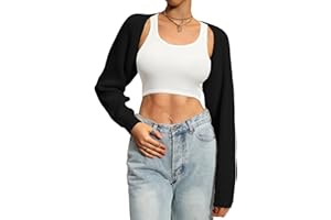 Navneet Women Knit Bolero Shoulder Shrug Sweater Long Sleeve Open Cropped Cardigan