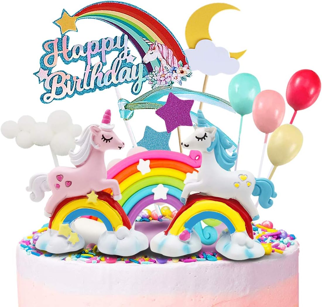 Humairc Unicorn Cake Topper Rainbow Unicorn Happy Birthday Cake