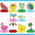 10 Pcs Summer Pool Honeycomb Table Centerpieces Decorations Beach Hawaii Theme Birthday Party Paper Table Topper Photo Props for BBQ Summer Pool Party Beach Favor Supplies