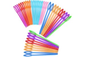 LOKUNN 40 PCS Plastic Needles, Large Eye Plastic Needles 20 PCS (2.7Inch/7cm) and 20 PCS (3.5Inch/9cm) Safety Learning Needles for DIY Sewing Handmade Crafts