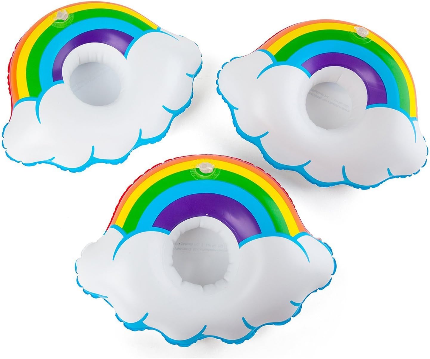 LevinArt 3 Pack Inflatable Float Drink Holder Float,Rainbow Cloud Inflatable Pool Cup Holders Coasters for Pool Party Water Fun Beach Toys