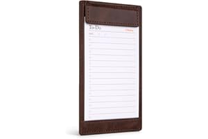 Notsu Note Card Holder | Minimalist 3x5 Inch Index Card Holder Handheld Case in Premium Dark Brown Vegan Leather with 25 To Do List Notecards