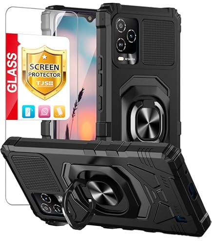 Bojioderf Cover Per Blu View 5 PRO B170D | Custodia Con Vetro Temperato 9H E Anello Magnetico, PC + Silicone, Supporto 360°