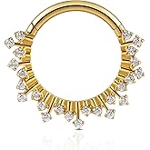 FINE4U ASTM F136 Titanium Nose Ring Hoop 16G 8mm， Daith Septum Cartilage Piercing Jewelry