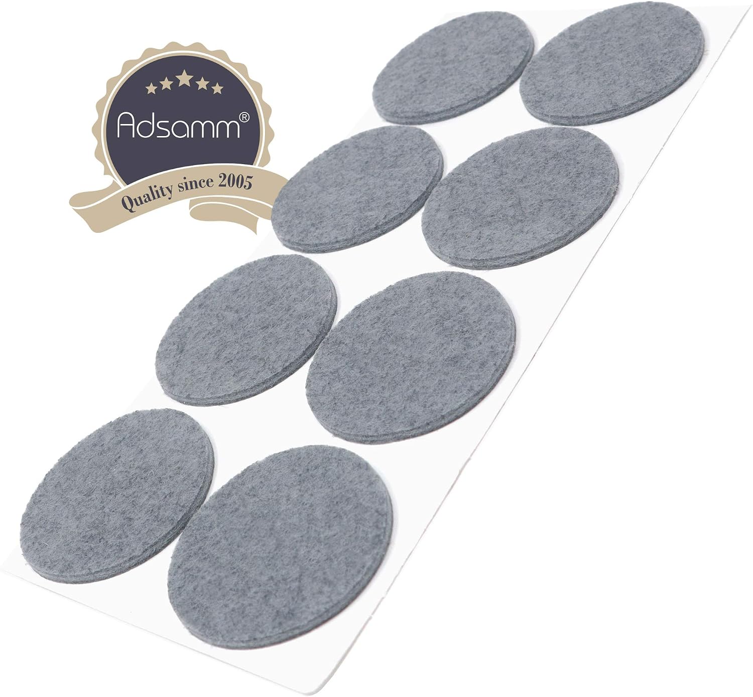 Adsamm® / 8 x self-adhesive felt pads/Grey/ø 1.97'' (ø 50 mm) / round / 0.138'' / 3.5 mm thick stick-on furniture felt glides/Furniture & Chair Glides - Image 3