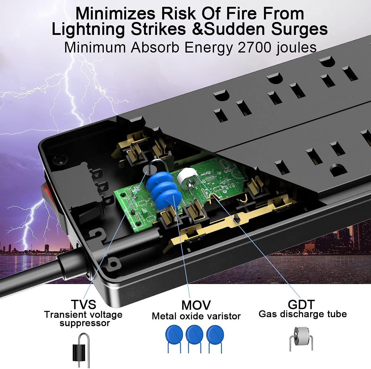 Power Strip , Nuetsa Surge Protector with 10 Outlets and 4 USB Ports, 6 Feet Extension Cord (1875W/15A) for for Home, Office, Dorm Essentials, 2700 Joules, ETL Listed (Black): Electronics