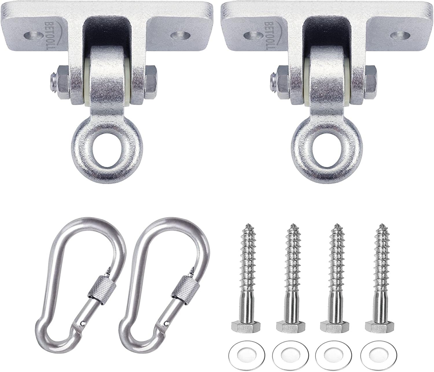 BETOOLL 10000lb Capacity Heavy Duty Swing Hangers for Wooden Sets Playground Porch Indoor Outdoor & Hanging Snap Hooks Silver Set of 2: Sports & Outdoors