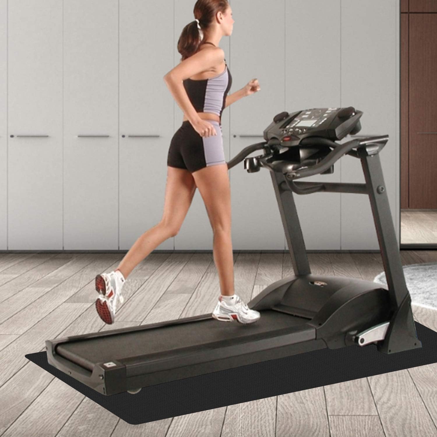 Zacro Protective Exercise Treadmill Mat - 5.9 x 2.46ft Heavy Duty Exercise Equipment and Treadmill Mats, Equipped with One Yoga Strap, Black : Sports & Outdoors
