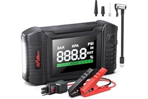 Jump Starter Power Pack with Air Compressor, FLYLINKTECH 6000A Portable Car Battery Booster (All Gas/10.0L Diesel), Jump Star