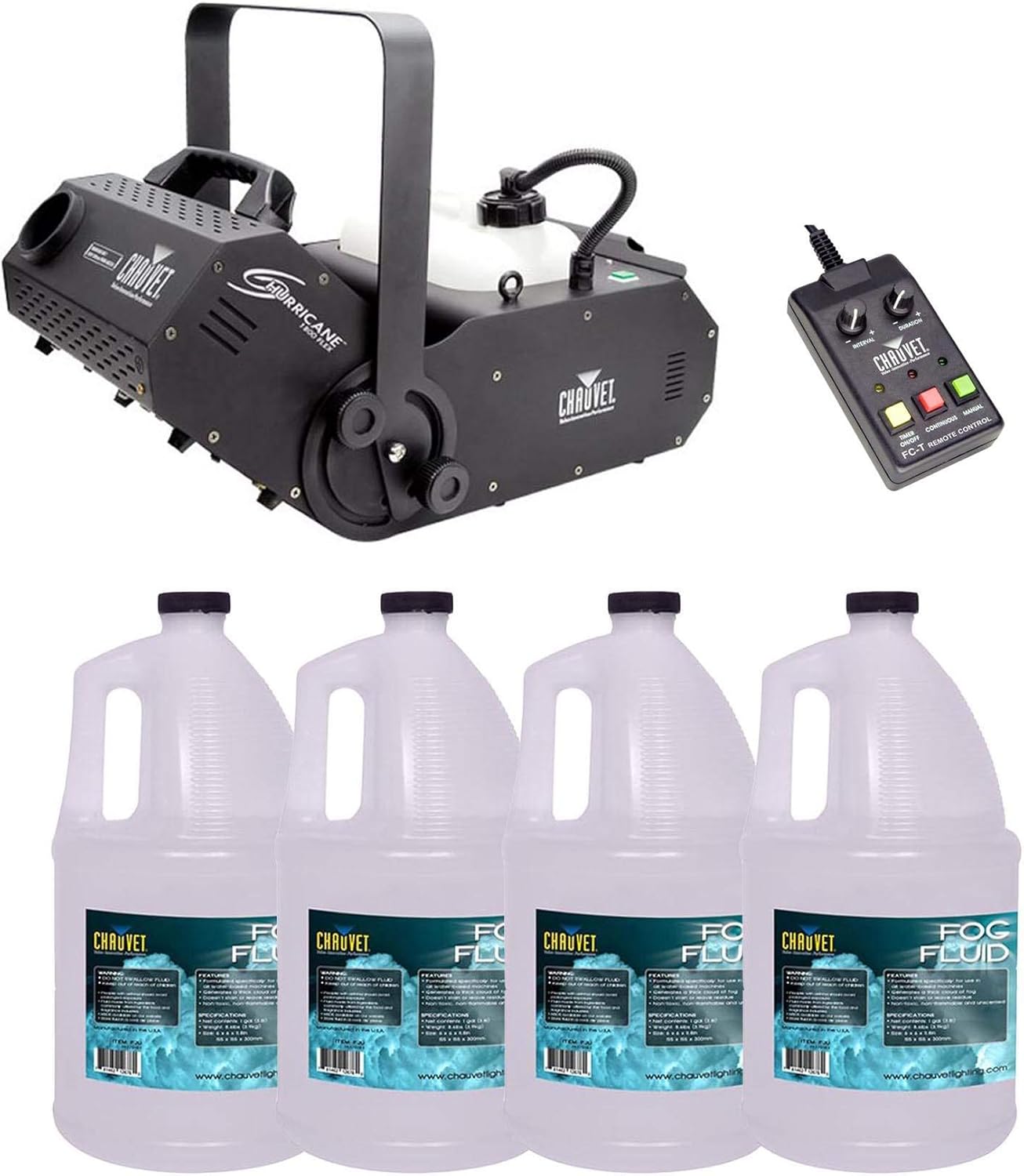 Chauvet DJ Hurricane 1800 H1800 Flex Fog/Smoke Machine W/4 FJU Gallons Fog Juice