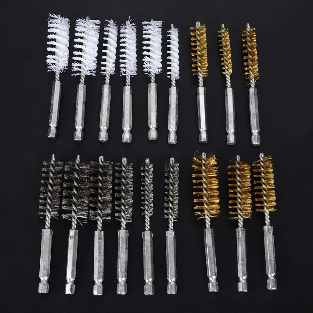 Wire Hex Shank Brush Set, 20Pcs Wire Brush Set 1/4" Hex Shank Extension