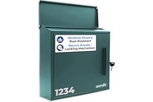 SereneLife Outdoor Wall Mailbox | 0.46 Cubic FT Locking Mailbox | Easy Installation, Secure Lock Mechanism | Ideal for Residential or Commercial Use | Wall Mountable 13.77" x 4.52" x 12.99 | Green