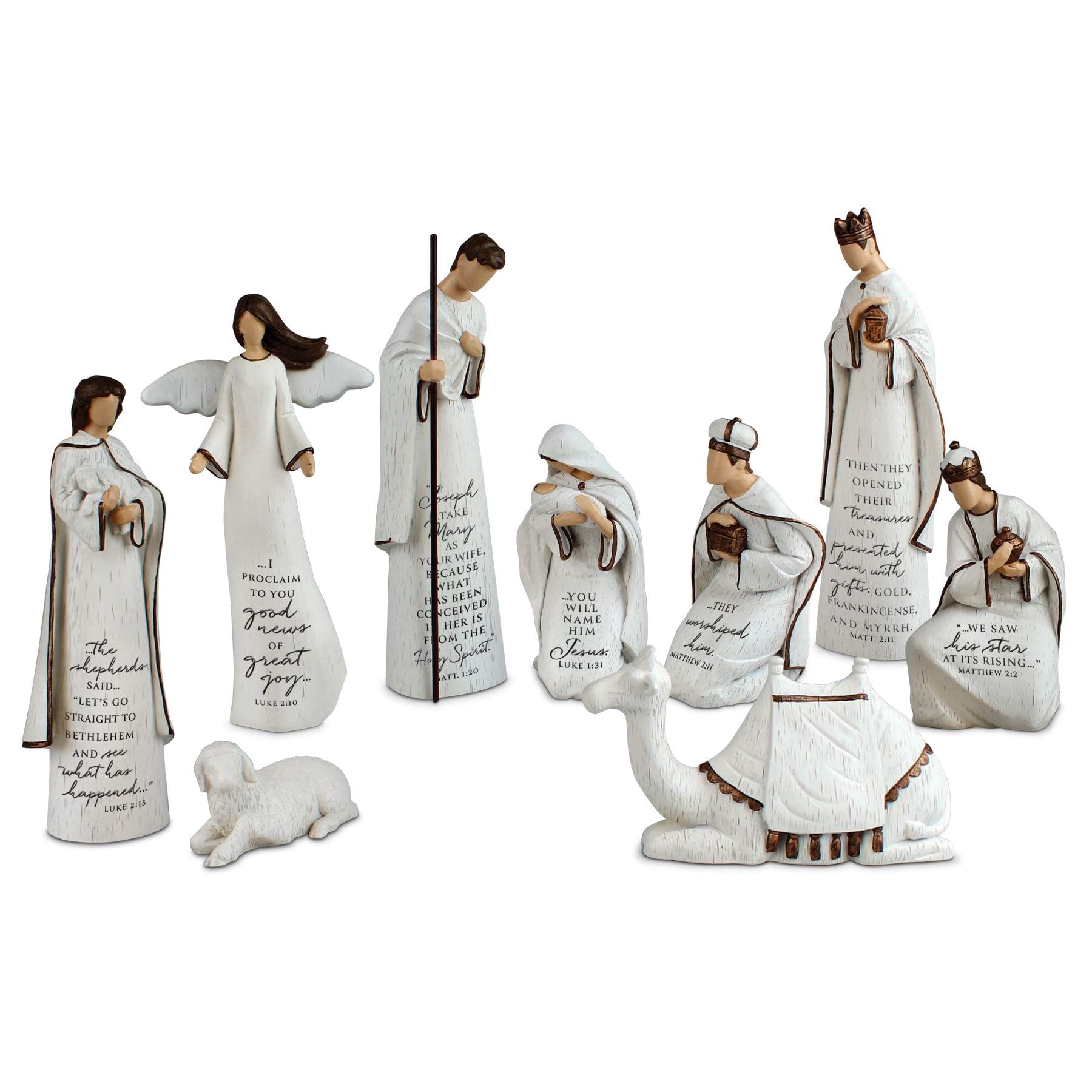 Photo 1 of Lighthouse Christian Products A Savior is Born 9 Piece 7.25 Inch Resin Scriptured Christmas Nativity Set