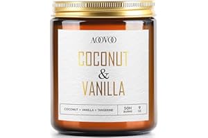 AOOVOO Coconut Vanilla Candles - 9 oz Scented Candles, Aromatherapy Candle, Soy Candle for Home Scented