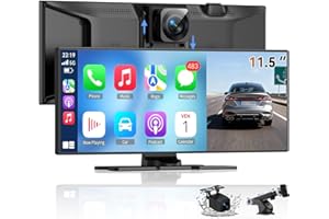 LFOMNI Carplay Screen for Car, Largest 11.5" Wireless Carplay & Android Auto Screen with 4K Dashcam / 1080P Rear Camera, Compatible with A-pple Carplay, Bluetooth, FM, TF Card, Voice Control, Navigation