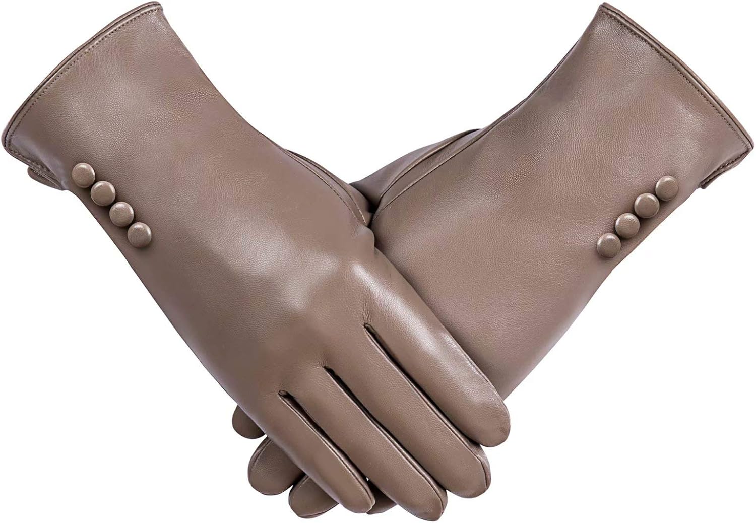 Winter PU Leather Gloves For Women, Warm Thermal Touchscreen Texting Typing Dress Driving Motorcycle Gloves With Wool Lining at  Women’s Clothing store