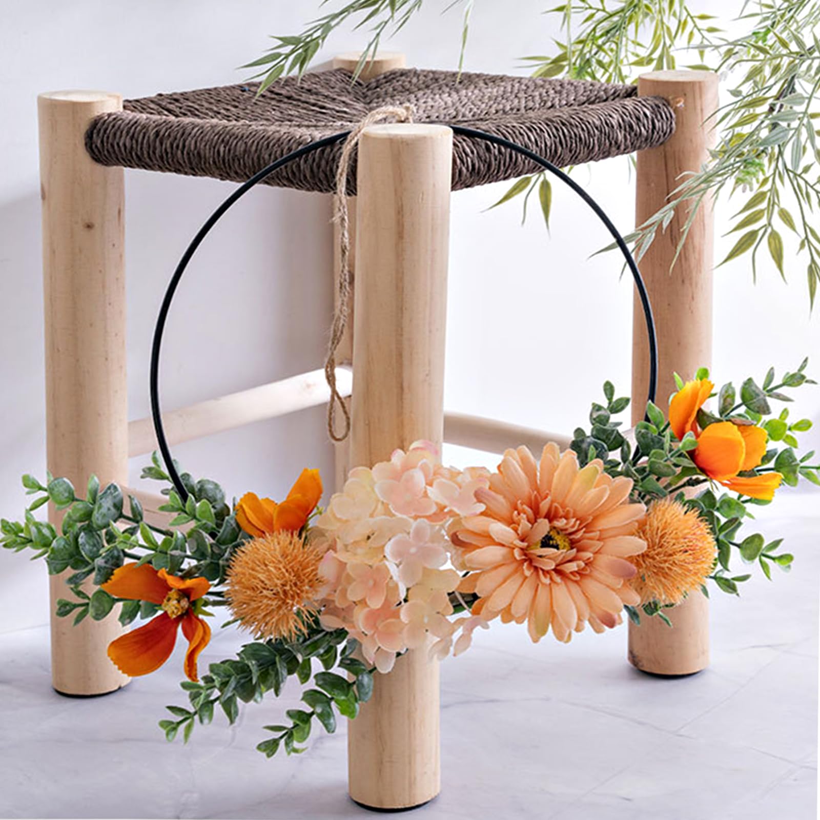 Door Wreath Wreath Decoration, Artificial Flowers Sunflower Wreath Garland Welcome Garland Spring Wall Wreath Metal Decorative Rings Spring Decoration for Easter Wedding Living Room Wedding