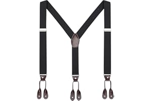 Mens Button End Elastic Suspenders - Adjustable Y shape Formal Suspender
