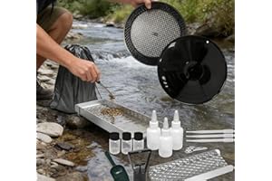 GripForge 16pcs Complete Gold Panning Kit with 12" Folding Aluminum Alloy Sluice Box - Portable Gold Prospecting Equipment wi