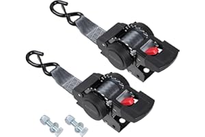 Ayaport Retractable Transom Tie Down Straps 2in X 8ft Boat Tie Down Straps to Trailer- 3300lbs Break Strength, Heavy Duty Bolt-on Ratchet Straps for Cargo, Boat, Motorcycles, ATV, 2pk
