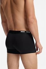 HUGO Mens Black Stretch Cotton Logo Waistband Trunks Five Pack Box view 5