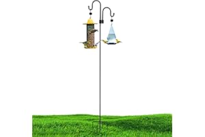 GERYMU Double Shepherds Hooks for Outdoor Heavy Duty Shepherds Hook for Bird FeedersPole Hummingbird Feeder Hook for Hanging Bird Feeder, Plant Baskets, Hummingbird Feeder for Outside(1Pack,76 inch)