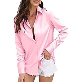 CUNLIN Womens Soft Satin Silk Leopard Button Down Shirts for Women Silky Long Sleeve Work Shirt Dress Blouses Tops