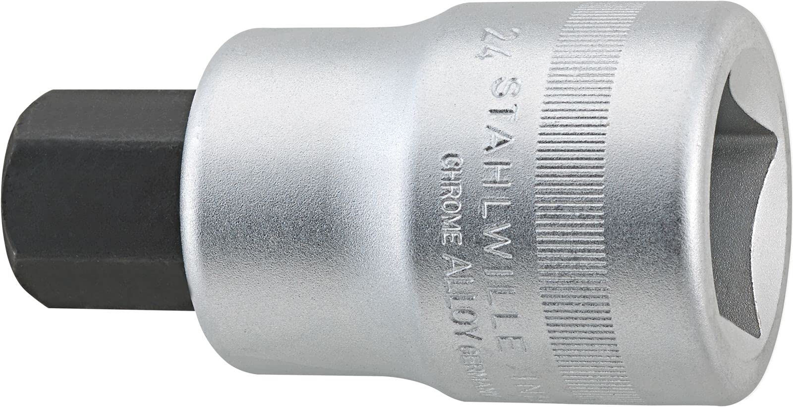 Stahlwille 06050022 64 Chrome Alloy Steel Inhex Socket, Chrome Plated, 1 inch Drive, 22 mm Size