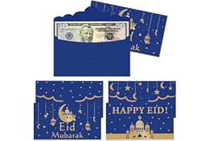 Kitticcino Eid Money Envelopes Gift Card Holders for Ramadan Eid Mubarak Greetings Supplies Eid Holiday Celebrations Decorations Set of 24