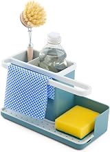 simplywire Sink Tidy/Caddy Kitchen Organizer Teal White Removable Drip Tray