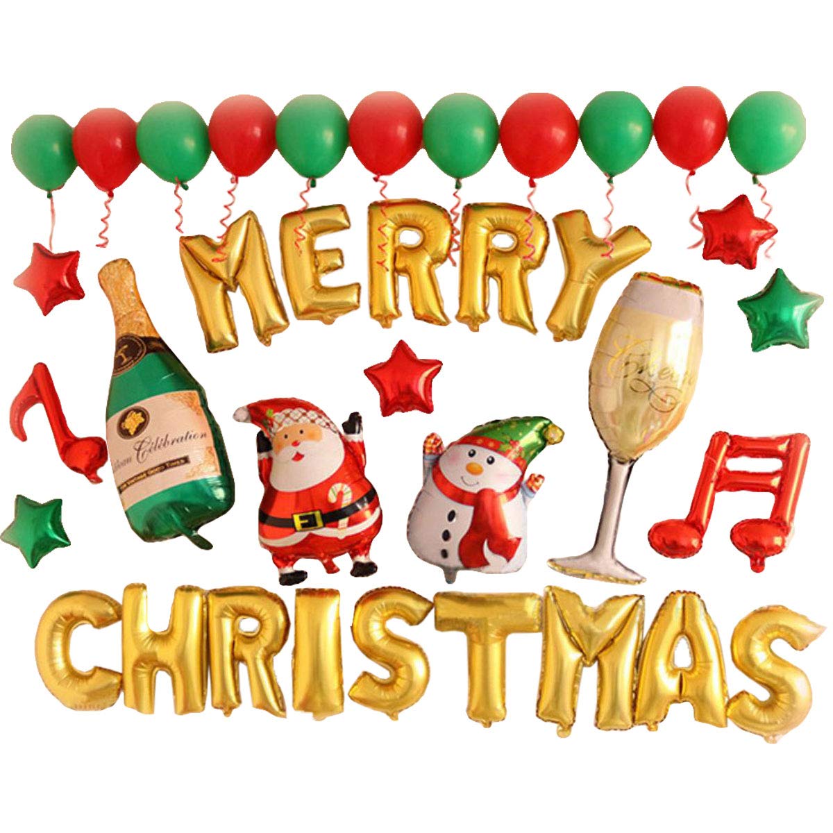 iikuru Y540 Christmas Decoration, Balloons, Santa Set, Christmas Party, Decoration, Balloons, Santa Claus, Room Decoration, Decoration