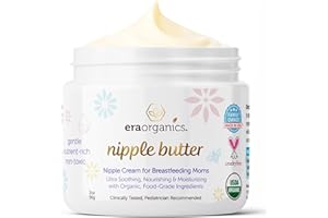 ERA ORGANICS USDA Organic Nipple Butter Safe for Breastfeeding – Lanolin-Free, Food-Grade Nipple Cream for Sore, Cracked & Sensitive Skin Relief – No Wipe Off Postpartum Essential