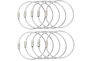 BlueCosto 10x Pure Stainless Steel Strap String Wire Loop for Luggage Tags Keychain Wire Ring Cable