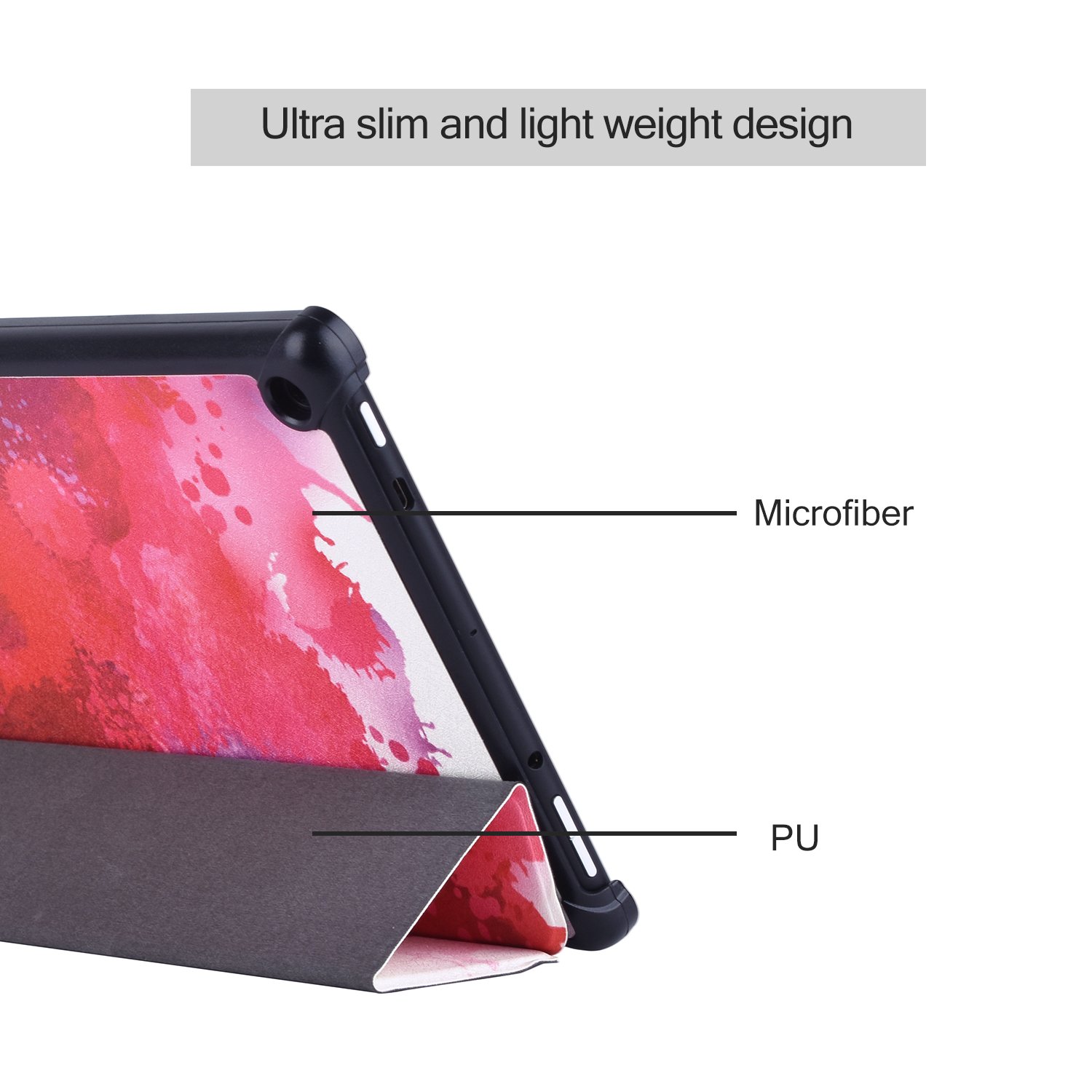 Dopup Fire 10 Case Ultra Lightweight Folding Stand Cover All New Slim-Fit PU Leather with Auto Wake/Sleep Fire 10 Tablet Case(Splatter Red)