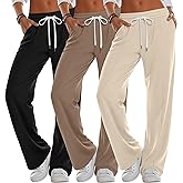 JoyMotion 3 Pack Women's Wide Leg Sweatpants High Waisted Drawstring Casual Loose Pants Yoga Workout Joggers with Pockets