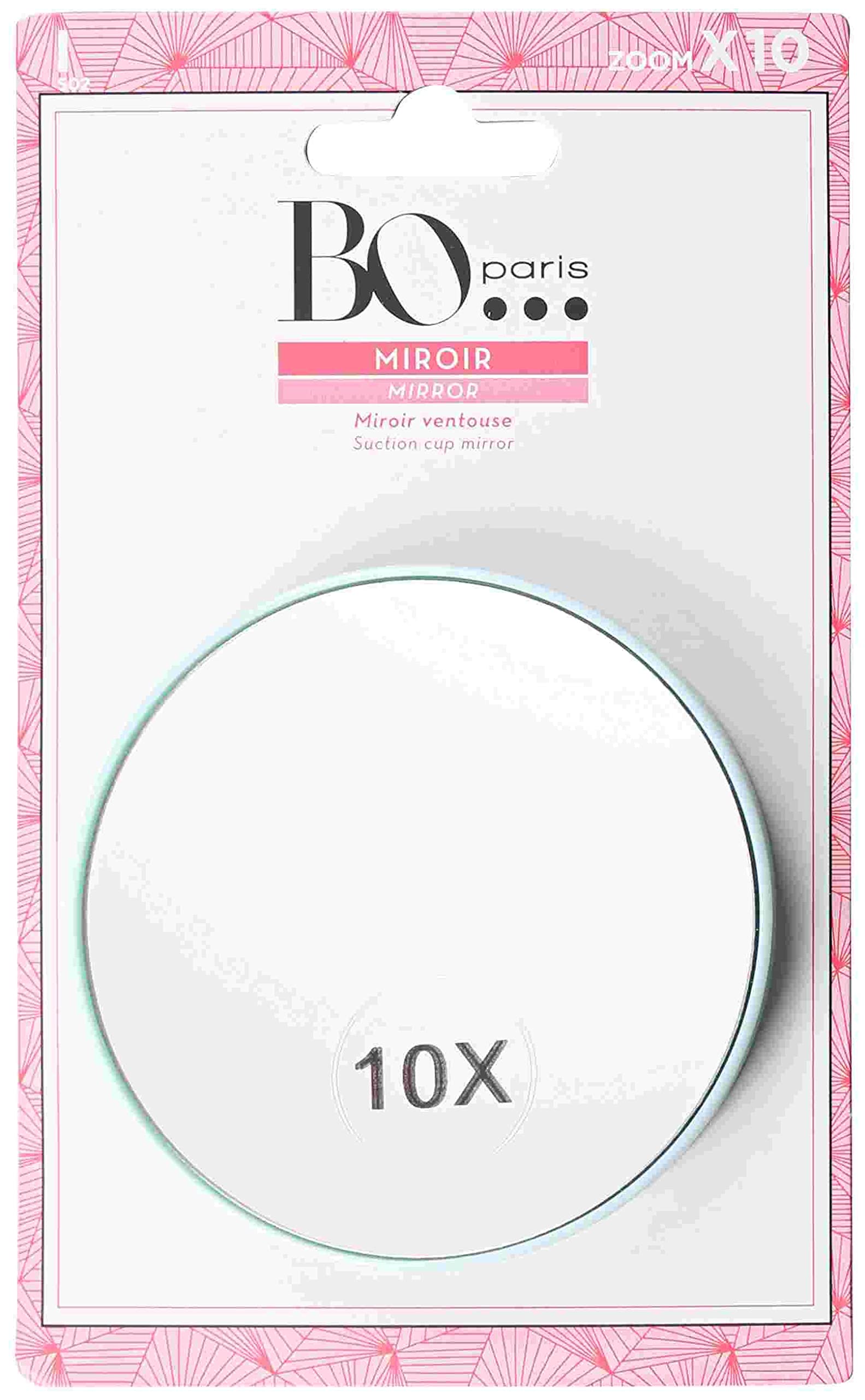 BO PARIS - Round Suction Mirror - 10x Zoom Magnification - Makeup Mirror - Pack of 1