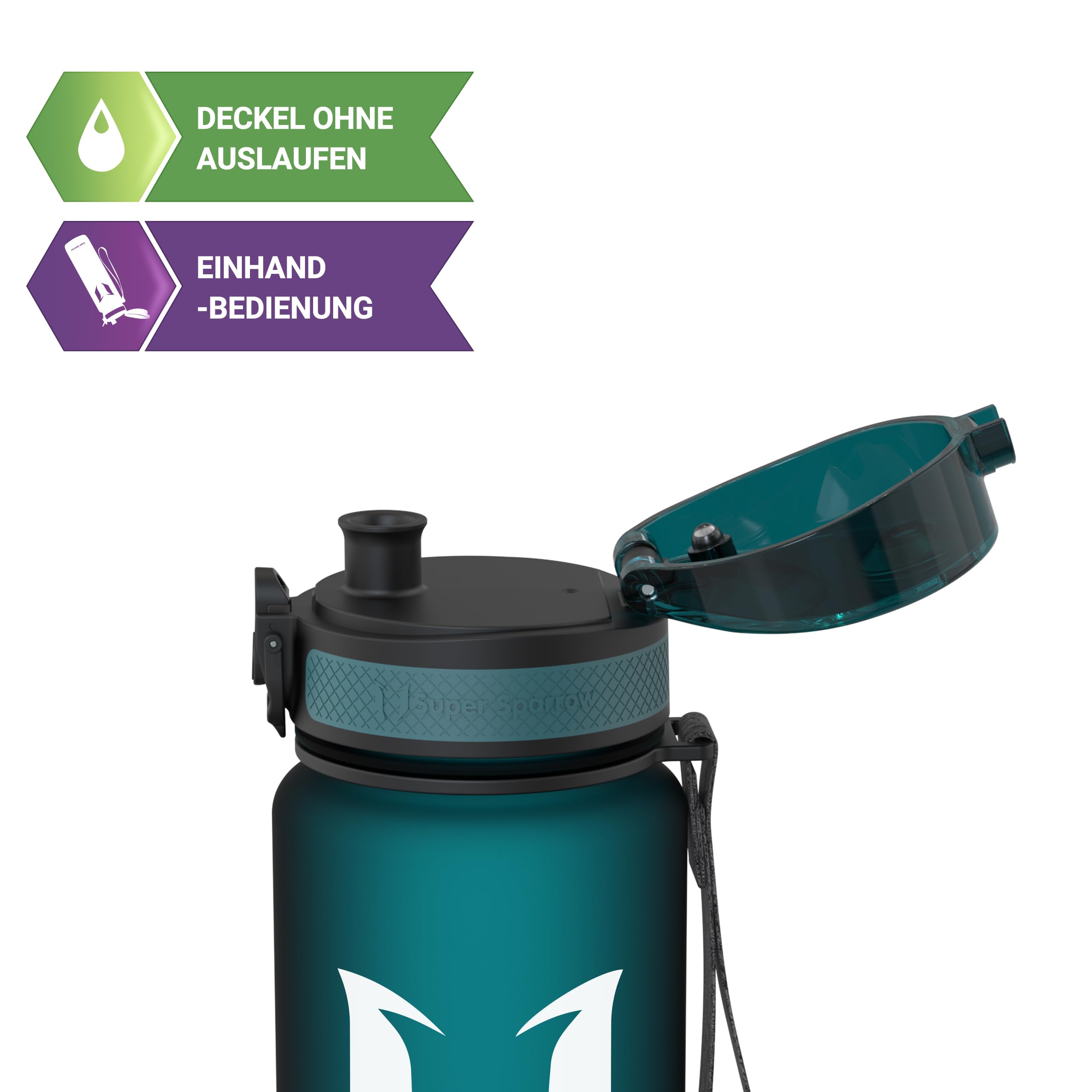 Super Sparrow Trinkflasche - Tritan Wasserflasche - 500ml - BPA-frei - Ideale Sportflasche - Sport, Wasser, Fahrrad, Fitness, Uni, Outdoor - Leicht, Nachhaltig 2