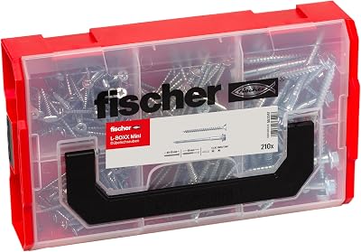 fischer FixTainer Dowel Screws Assorted Box 210 Pieces for DuoPower DuoBlade
