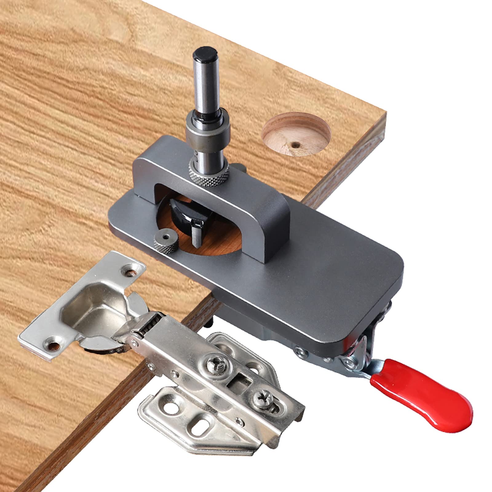 35MM Stainless Steel Concealed Hinge Drilling Guide and Hole Saw Locator for Face Frame Cabinets - DIY Tool with Mounting Template