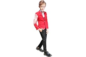 Marvelous World Boys 4-Piece Stylish Formal Tuxedo Suit Set, Suit Jacket, Pants, Vest, and Bow Tie