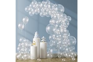 AWENZTECH 120pcs Clear Balloons, 18 12 10 5 inch Transparent Balloons Different Sizes Clear Balloon Garland for Baby Shower Wedding Bridal Shower Birthday Party Decorations