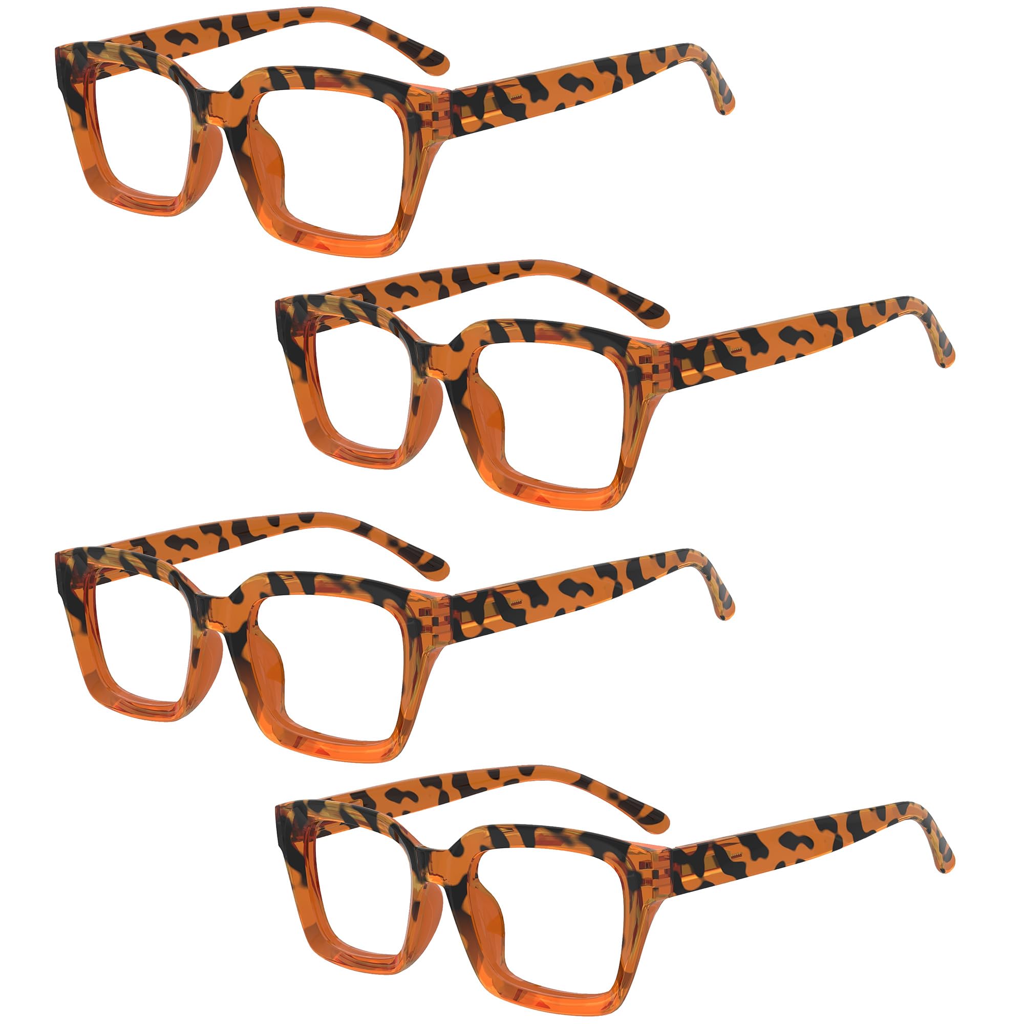 Eyekepper 4 Pack Ladies Reading Glasses - Oversized Square Design Readers for Women Tortoise