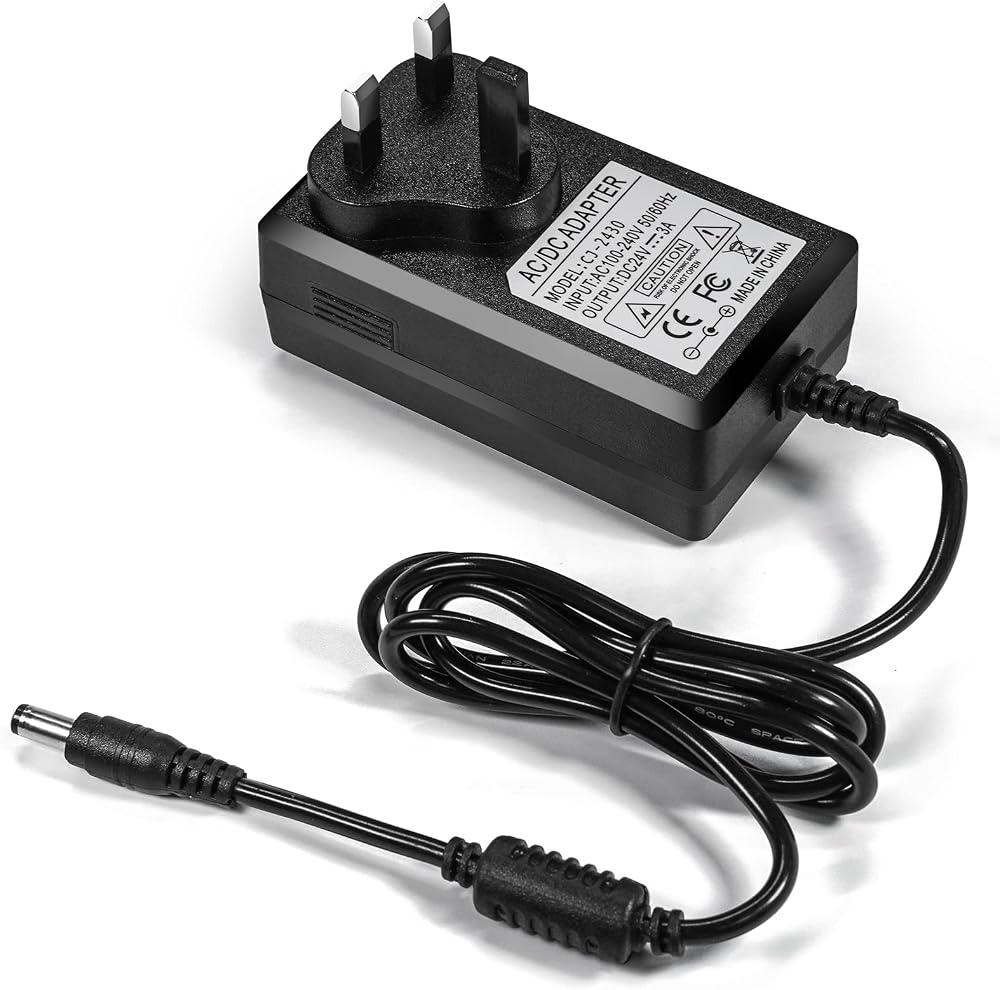 AveyLum 24V 3A Power Adapter 72W UK Plug 24V DC LED CCTV Router Supply