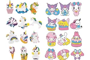 5D Diamond Painting Stickers Kits for beginner 24Pcs DIY Cute Animals Handmade Diamond Cartoon Stickers by Numbers Kits for b