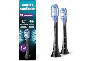 Philips Sonicare G3 Two-in-One - Genuine Replacement Electric Toothbrush Heads, Black, 2 Pack, HX9052/95