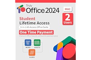 TRULY OFFICE TrulyOffice 2024 Student Lifetime License for Mac | 3 in 1 All Access TrulyOffice Suite | Words, Sheets, Slides | 2 Users | Physical Activation Card