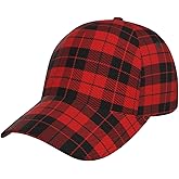 Red Plaid Christmas Print Baseball Cap Women Men Adjustable Xmas Snowflake Holiday Snapback Baseball Hat Cap